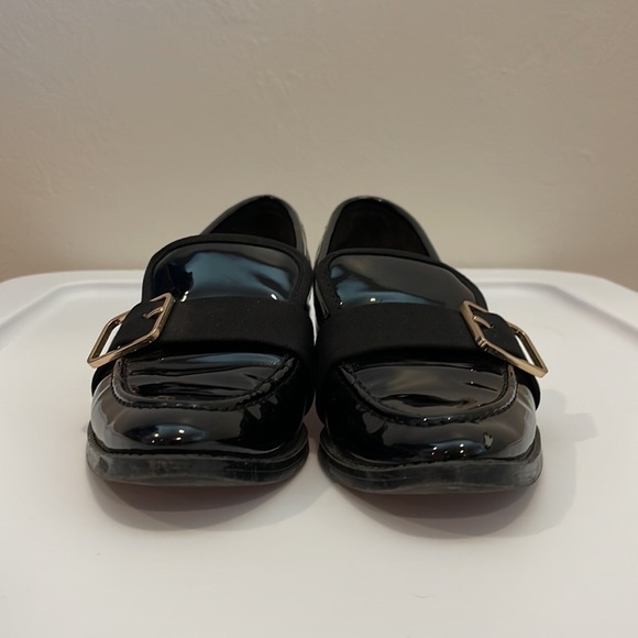 Zara Trafaluc Black Gold Buckle Slip On Loafers - Picture 5 of 8